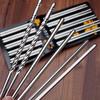 5 Pairs Metal Non-slip Design Stainless Steel Square Chopsticks Chinese Stylish Healthy Light Weight Chinese Chopsticks