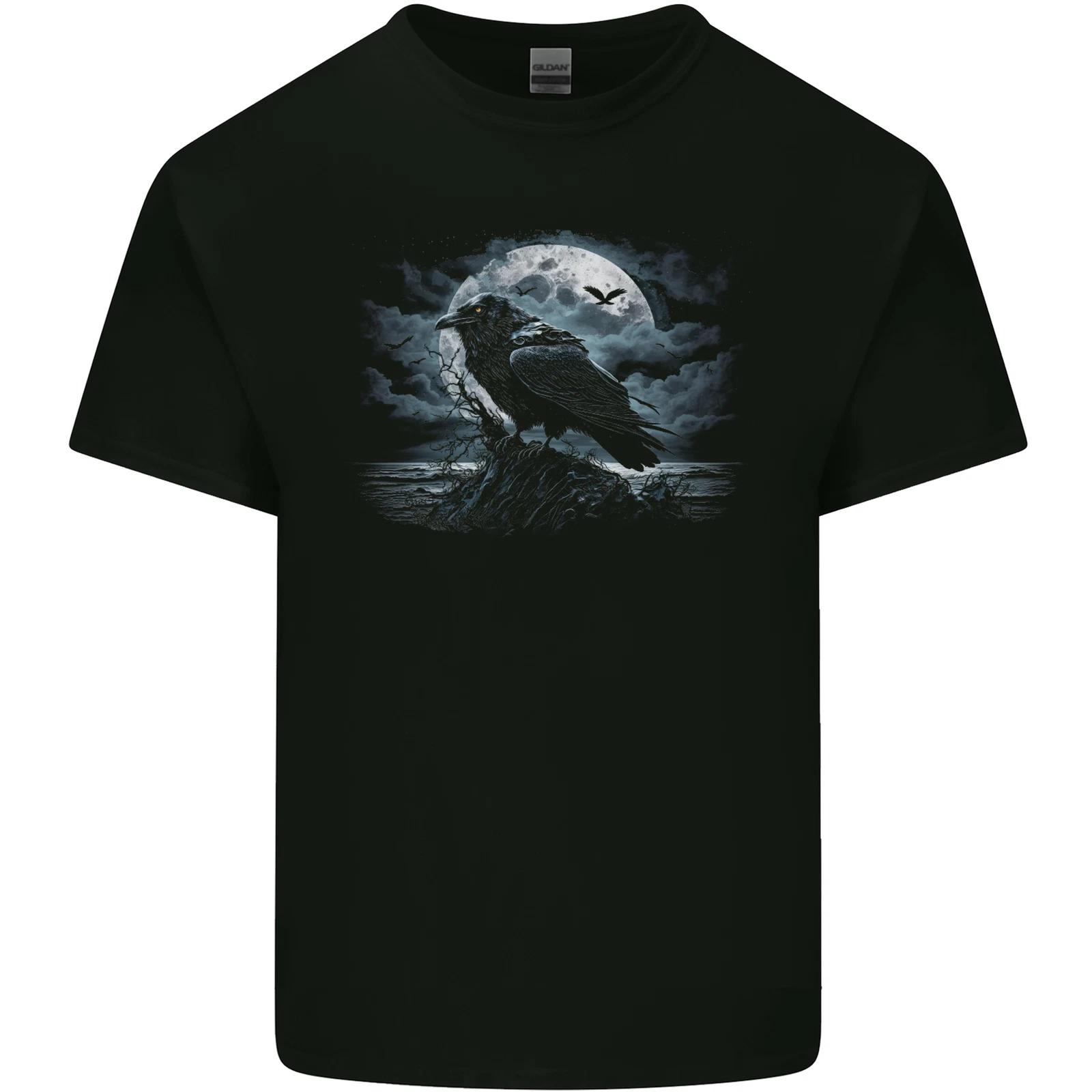 

Raven & Ocean Full Moon Crow Viking Kids T-Shirt Childrens L