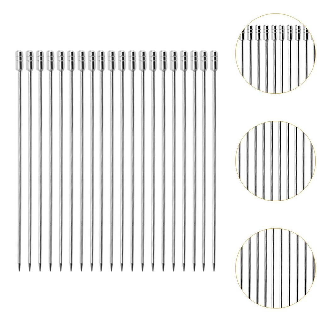 20 Pieces Stainless Steel Fruit Sticks Decorative Reusable Utensils Cocktail