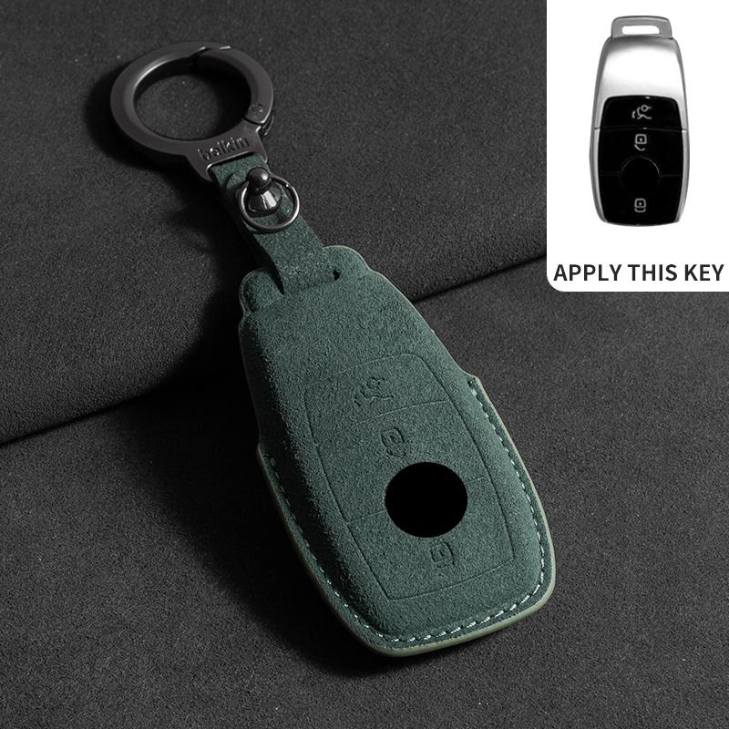 Suede Car Key Case Cover Shell for Mercedes Benz A C E S G Class W177 W205 W213 W222 X167 Amg Glc Cle Cla Glb Gls Car Key Bag