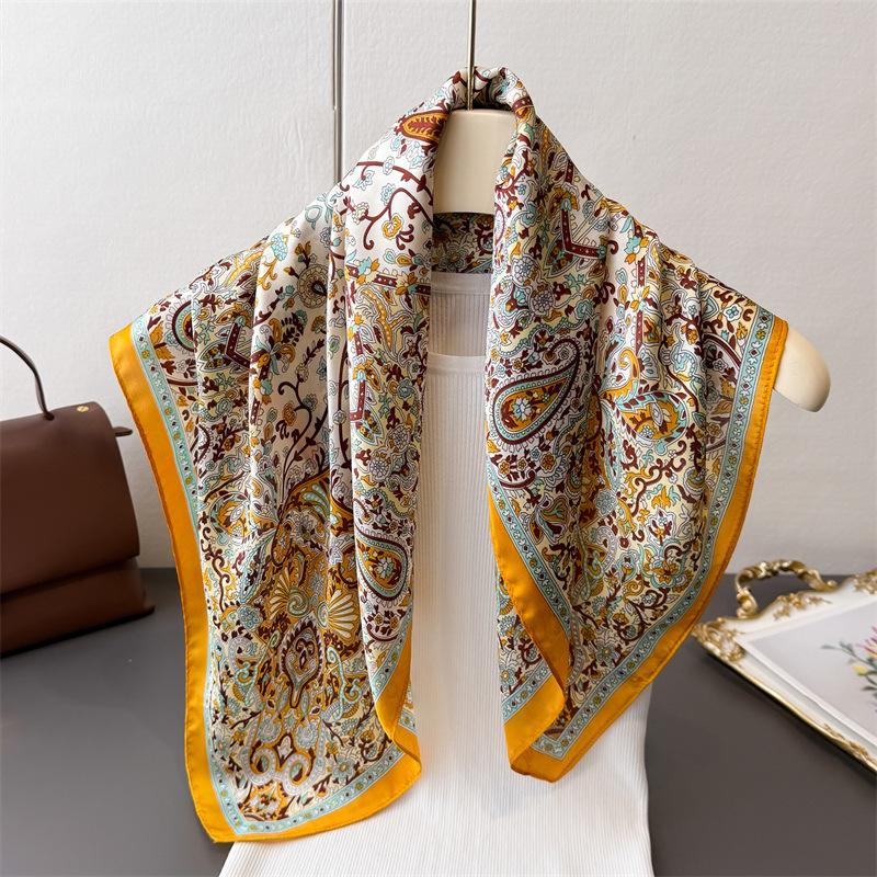 Luxury Horse Print Female Silk Neck Scarf Square Hair Scarves Foulard Head Band Shawls Wraps Neckerchief Bandana Women