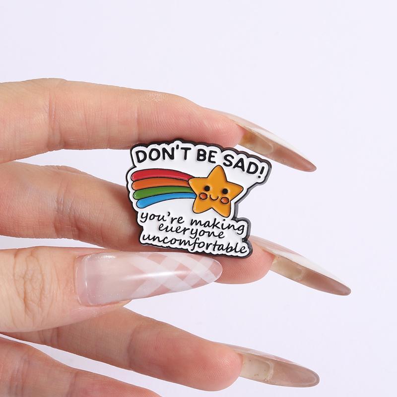 Don't Be Sad Meteor Enamel Pins Everything is Figureoutable Brooch Motivational Badges Mushroom Frog Jewelry Gift for Friends