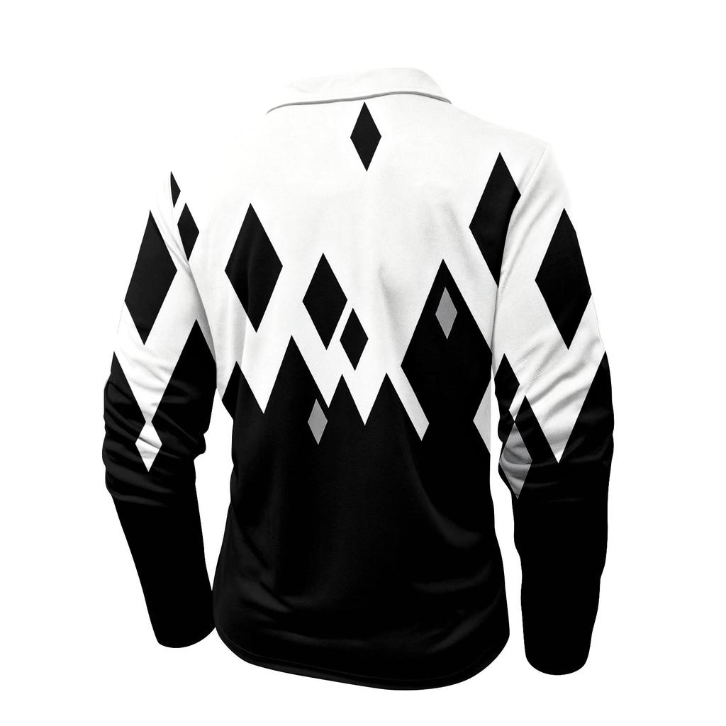 Herrtryckt Krage 1/4 Dragkedja Långärmad Casual Sporttopp