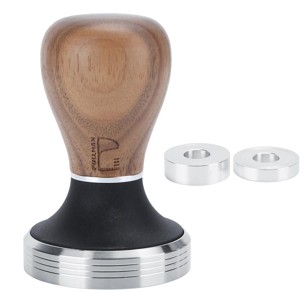 58mm Stainless Steel Flat Coffee Tamper Powder Pressed Hammer with Height Adjustable Wooden