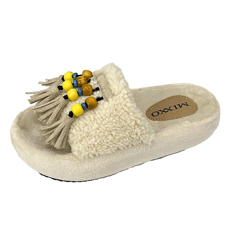 Fashion Fashion Slippers Home Non-Slip Flip Flops Outside Wear Cute Casual Tassel Fluffy Drag