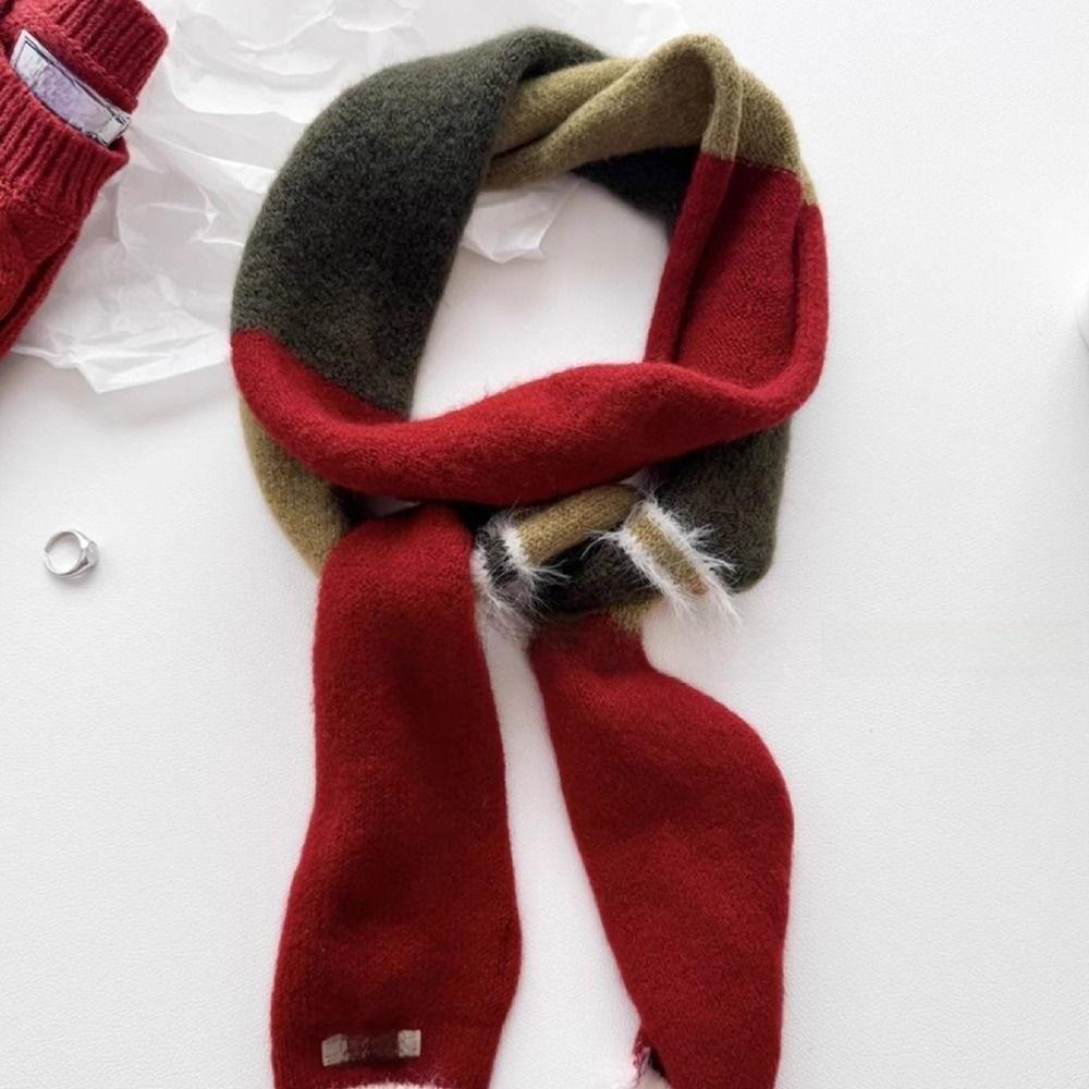 Y2 Assorted Colors Scarf Warm Plush Long Narrow Scarves Fashion Neck Scarves  Autumn Winter красный