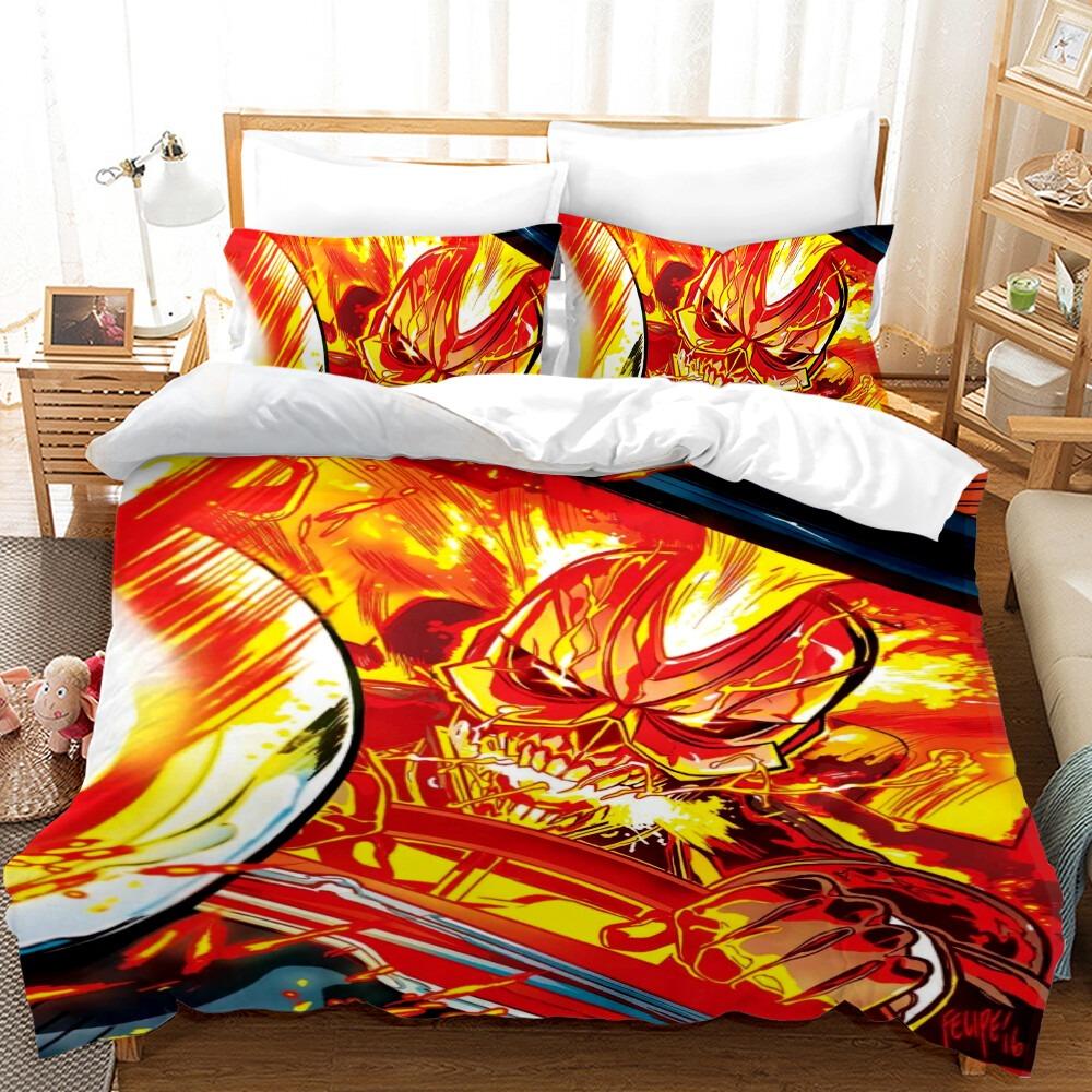 Ghost Rider Duvet Cover Pillowcase Bedding Set Adult Boy Girl Bedroom Decoration Children Single Double Large Size