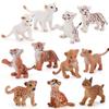 Hand-Painted Wild Animal Figures: Lion, Tiger Cub, Lynx, Leopard