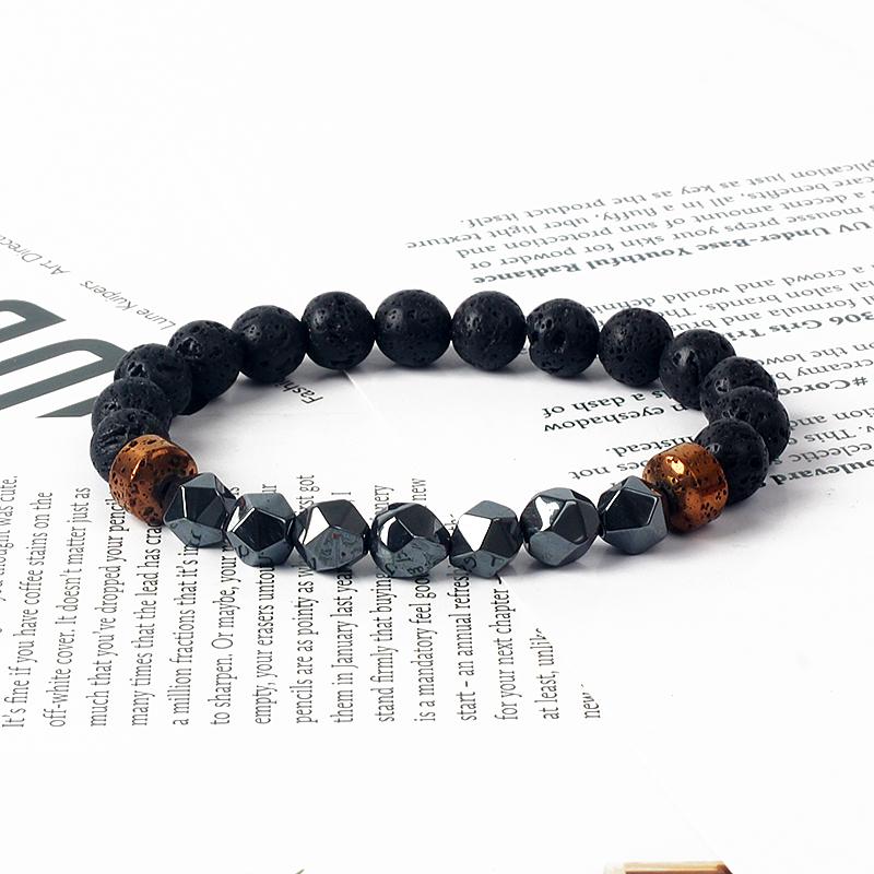 

Facted Volcanic Stone Bracelets Men 8mm Lava Beads Tibetan Buddha Wrist Chain Bracelets for Women Essential Oil Diffuser Jewelry 17cm-6.69inch