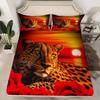 Leopard Sheet Set Cheetah Fitted Sheet African Savannah Animal Bedding Set Wildlife Leopard Print Bed Sheets for Boys Girl Youth