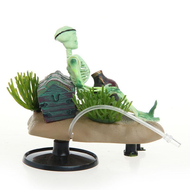 Aquarium Skull Decorations Small Skeleton Ornaments Fish for Tank Landscape Accessories with Air Hose