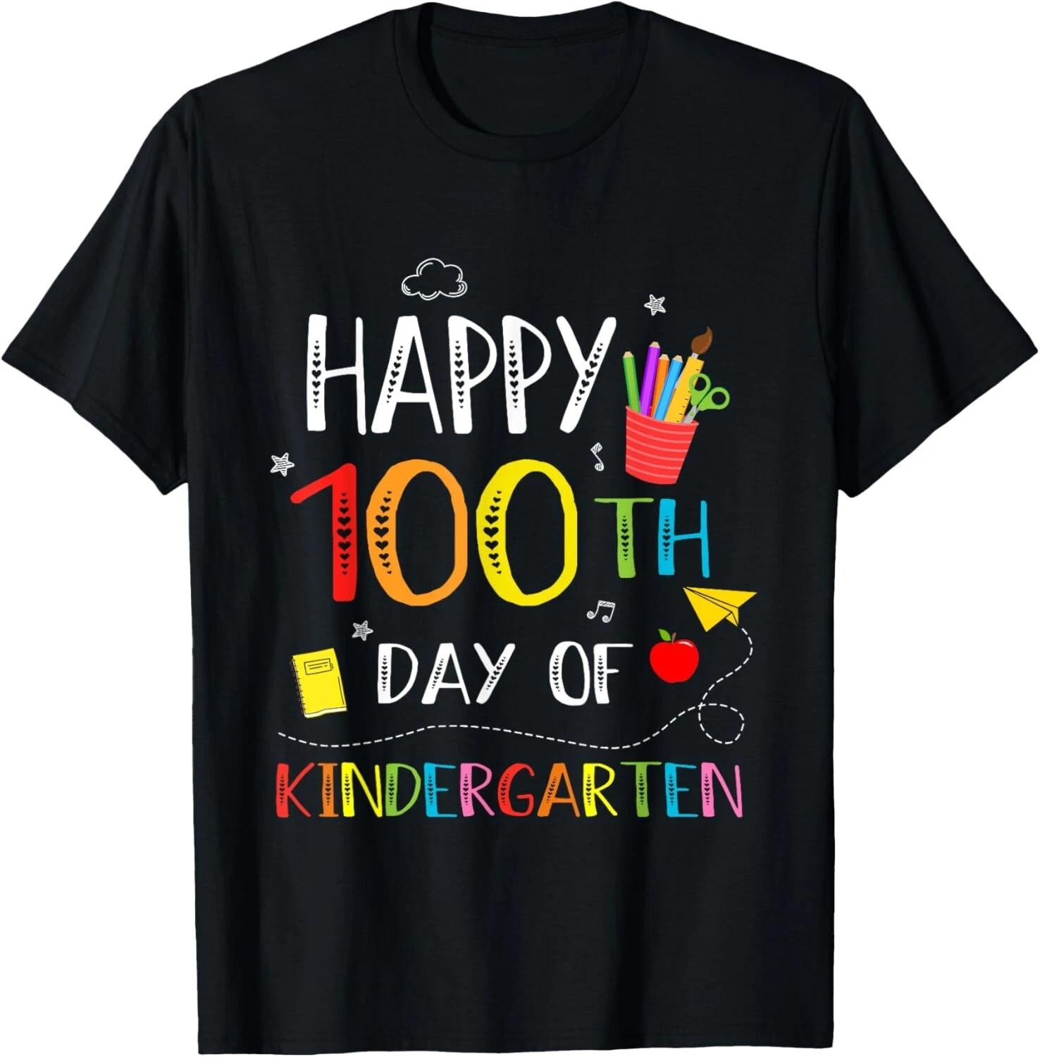 100 Days Of Kindergarten Happy 100th Day Of School Teachers T- Shirt L