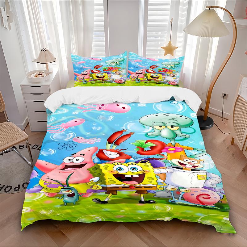 3Pcs Spongebob Friends Adventure Bedding Sets For All Sizes New 3D Printed Bed Cover Comforter Duvet Cover Pillowcase Bedroom Decoration