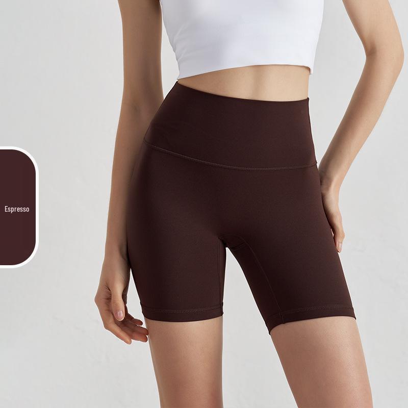 High-Waist Double-Sided Brushed Yoga Shorts - Women's European & American Style Hip-Lifting Fitness Pants