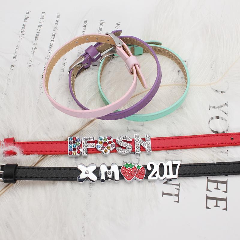 20pcs 8mm Genuine Real Leather Bracelet Wristband For Slide Letter Charms Women Men Jewelry Making Pet Collar DIY Accessories