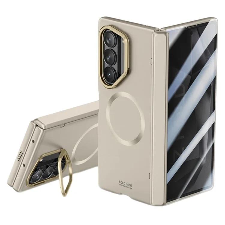 

For Samsung Galaxy Z Fold6 5G Magnetic Case Hard PC Phone Cover with Privacy Tempered Glass Film - Titanium Grey