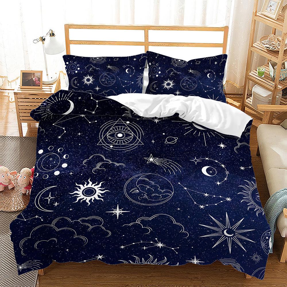Three-Piece Sun And Moon Quilt Cover Digital Printing Kit Bedding Universal In All Seasons