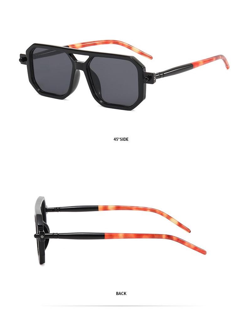 Trendy European & American Thick Frame Double Beam Square Sunglasses for Men & Women