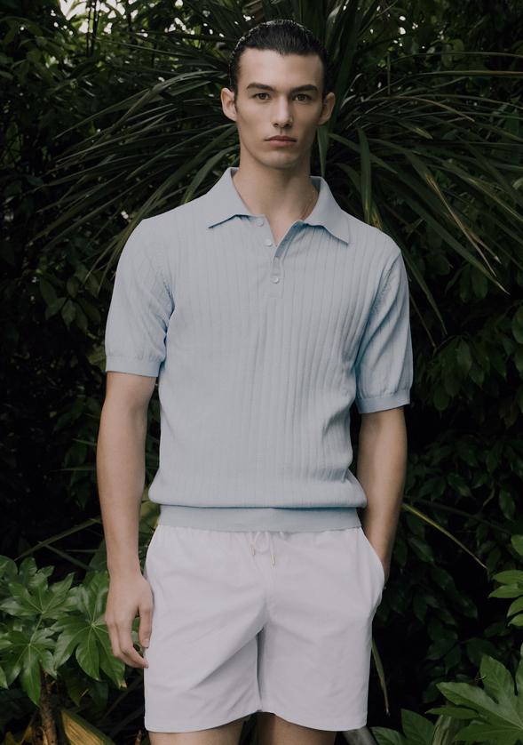 Savage Half Polo Knit - Sky Blue L