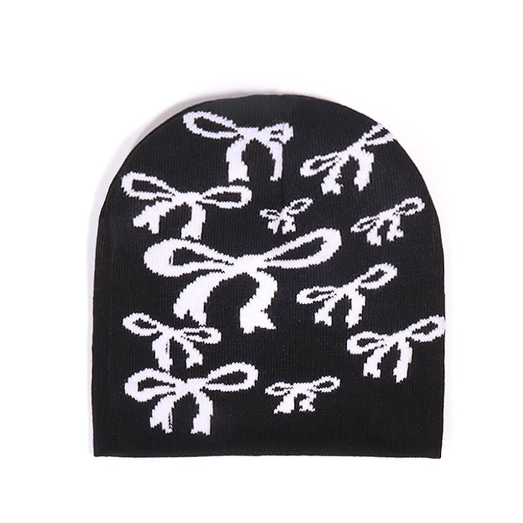 Hat Knitted Fashion With Butterfly Knot Embroidery Design For Outdoor Daily