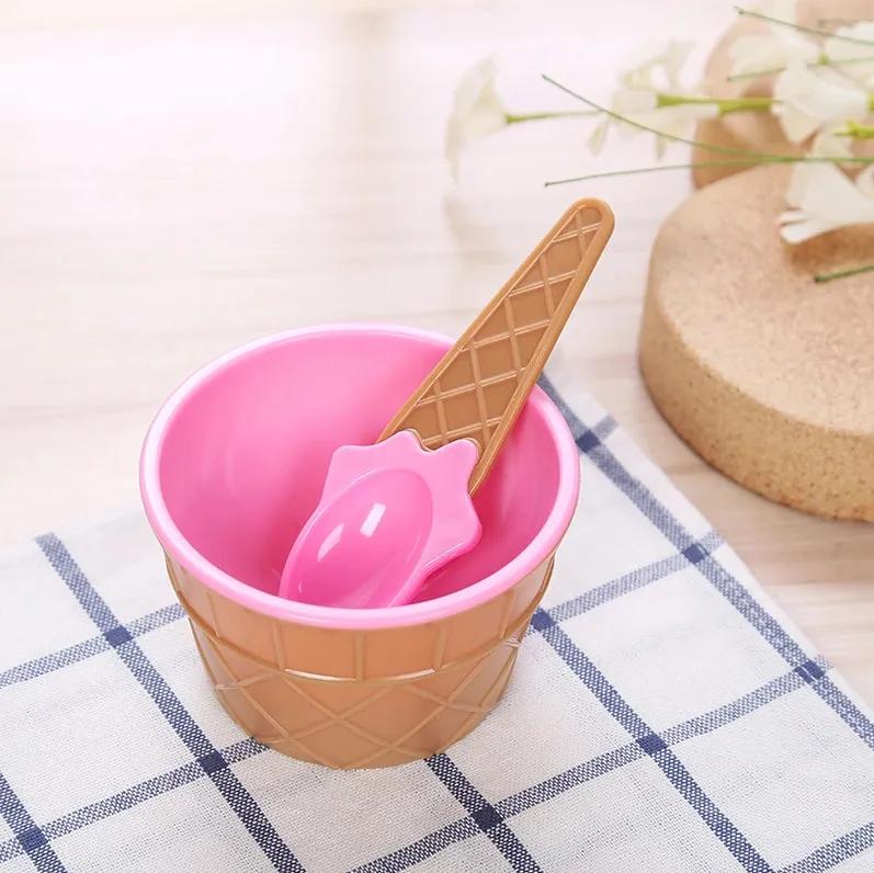 1Set Kids Ice Cream Bowl Spoon Set Durable Children Gifts Lovely Dessert Bowl DIY Ice Cream Tools Icecream Bowl+spoonfor Children Dessert Bowl Set