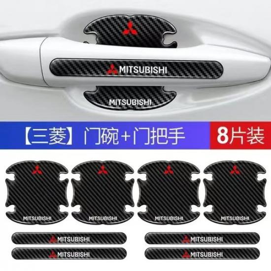 8PCS CarbonFiber Car Door Handle Bowl Film Protector Decal Sticker forMitsubishi