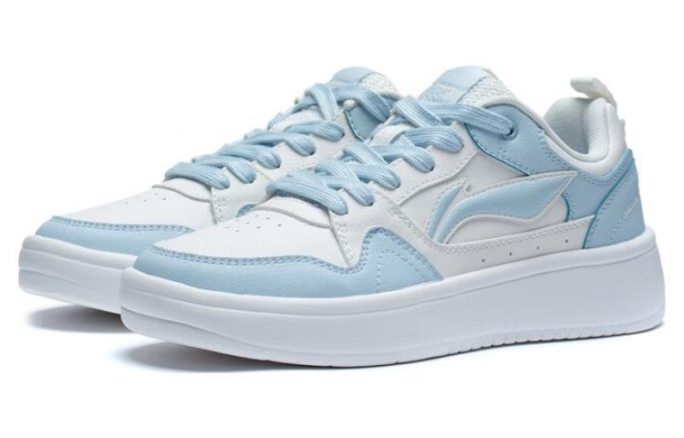 Li Ning Line 2.0 Slip Resistant Abrasion Resistant Low Top Skateboard Shoes Women's White Blue AGCT338-3