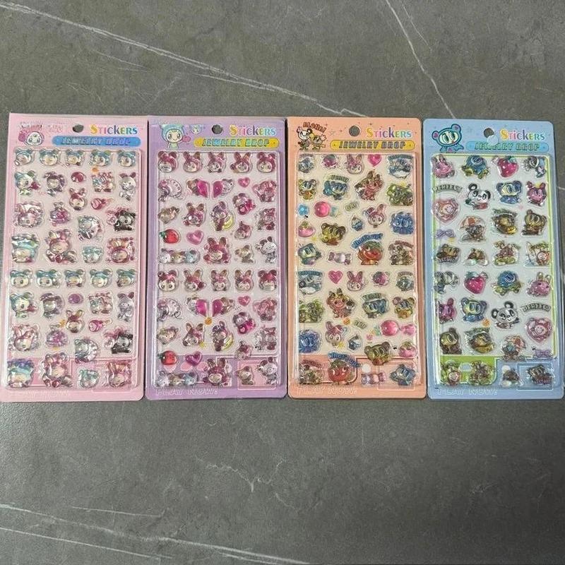 New 2/4Pc Kawaii Blue Angel 3D Crystal Embossed Stickers Children'S Handbook Diy Mobile Phone Case Decoration Stickers Toy Gifts