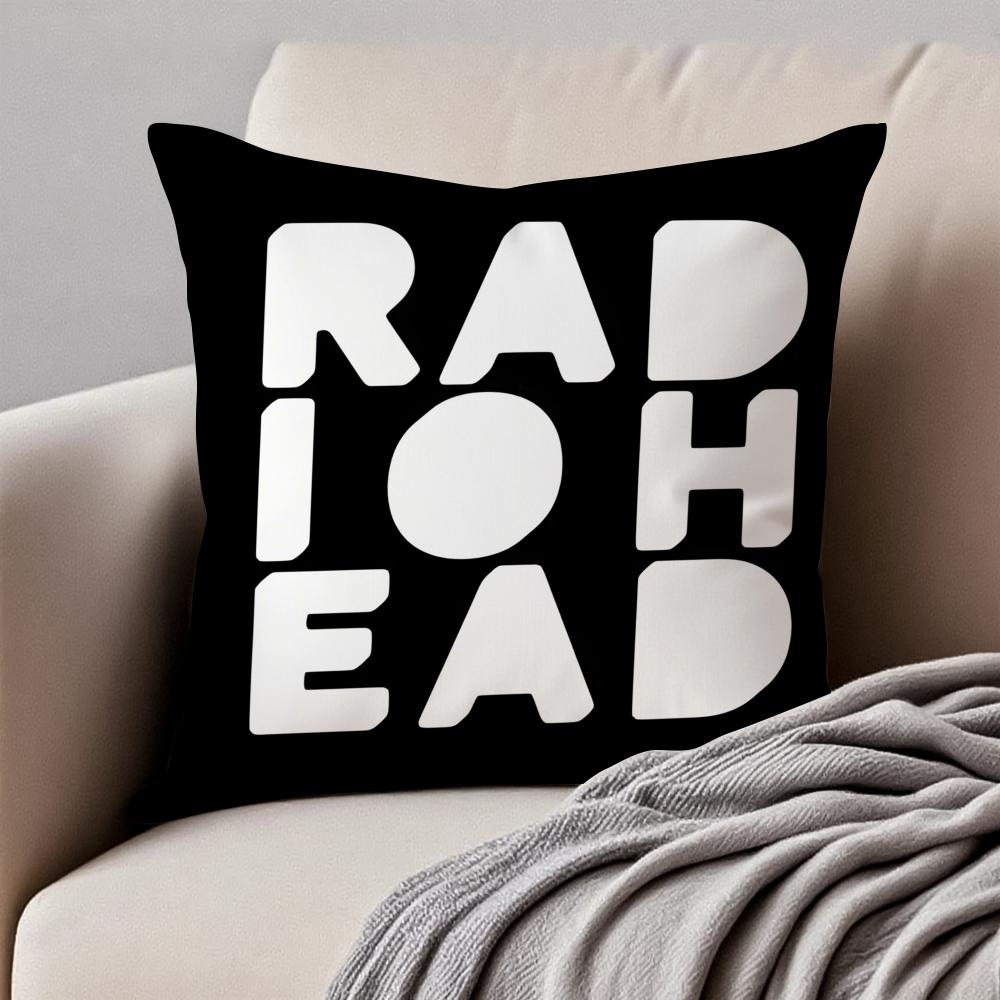 RRadiohead Cushion Cover Pillowcase Antidustmite Invisible Zipper Short Plush Sofa Cushion