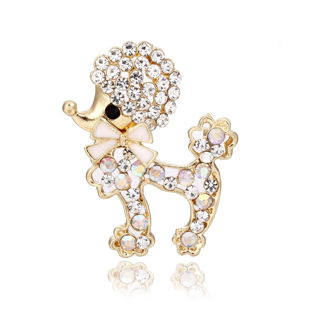 SKEDS Luxury Crystal Animal Rabbit Dog Brooches For Women Men Enamel Fashion Accessories Women's Men's Buckle Badges Brooch Pin