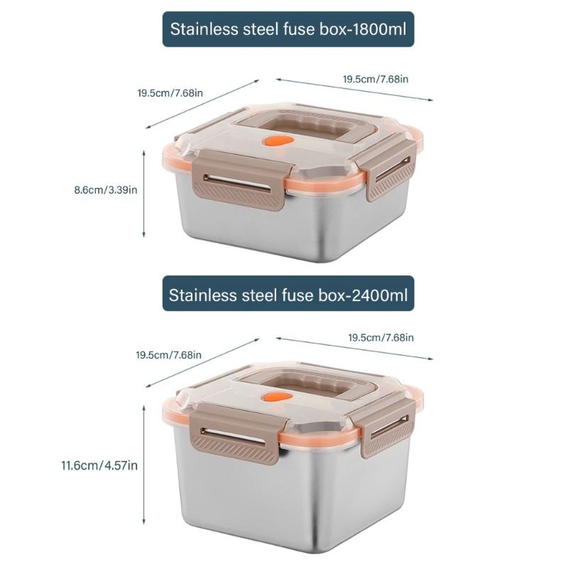 Multipurpose Stainless Steel Food Preserver Lunch Box with Transparent Lid Household Crisper Practical Meal Container