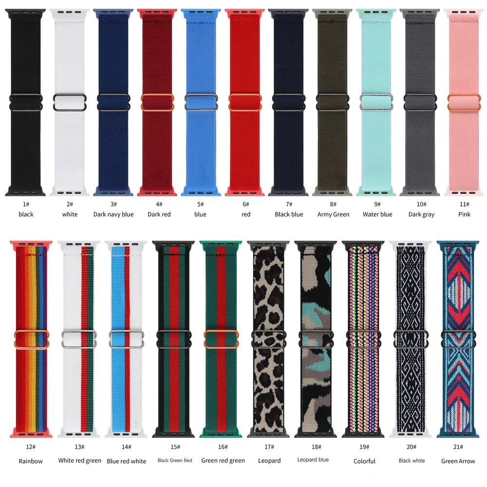 Cinturino elastico regolabile compatibile con Apple Watch 38 mm 40 mm, cinturino elastico in nylon da donna di ricambio per iWatch Series 6/5/4/3/2 /1 (rose rosse blu, 38 mm/40 mm