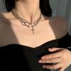 "European & American Double-Layer Love Necklace: Hip-Hop Inspired Long Sweater Chain for Women"