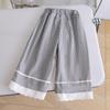 2025 Fashionable Plaid Girls' Mosquito-Proof Lace Trim Pants: Spring/Summer/Autumn Casual Straight Leg