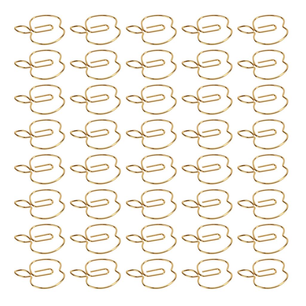 40Pcs Paper Clip Golden Apples Shape Creativity Personality Large Size Craft Paperclip for Home Offi