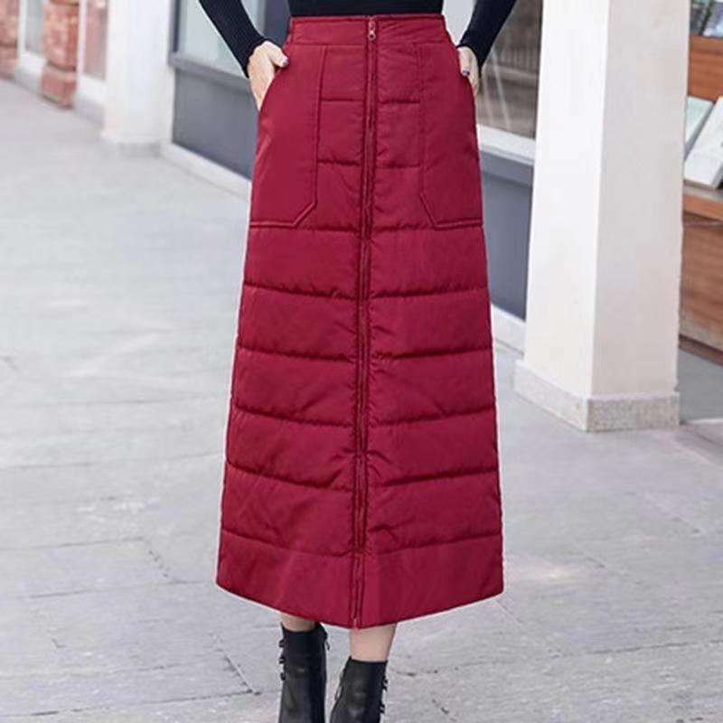 Down Cotton Skirt Women Autumn Winter New High Waist Medium Length Thickened Cotton Short Skirt