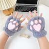 Polyester Fuzzy Half Finger Gloves Thick Plush Bear Paw Gloves Fuzzy Warm Winter Gloves  Writing