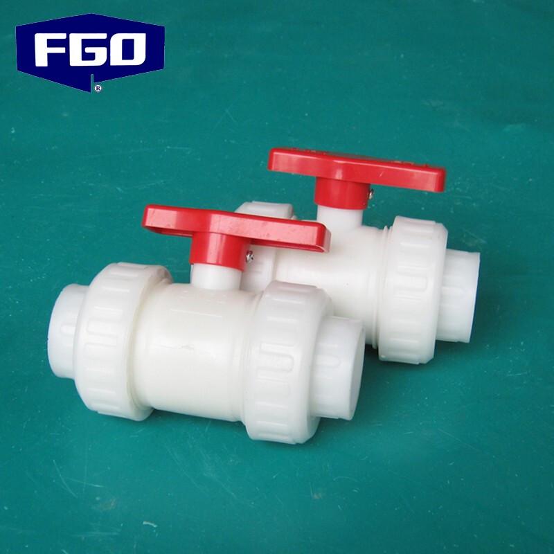 FGO FRPP Plastic Double Union Threaded Ball Valve