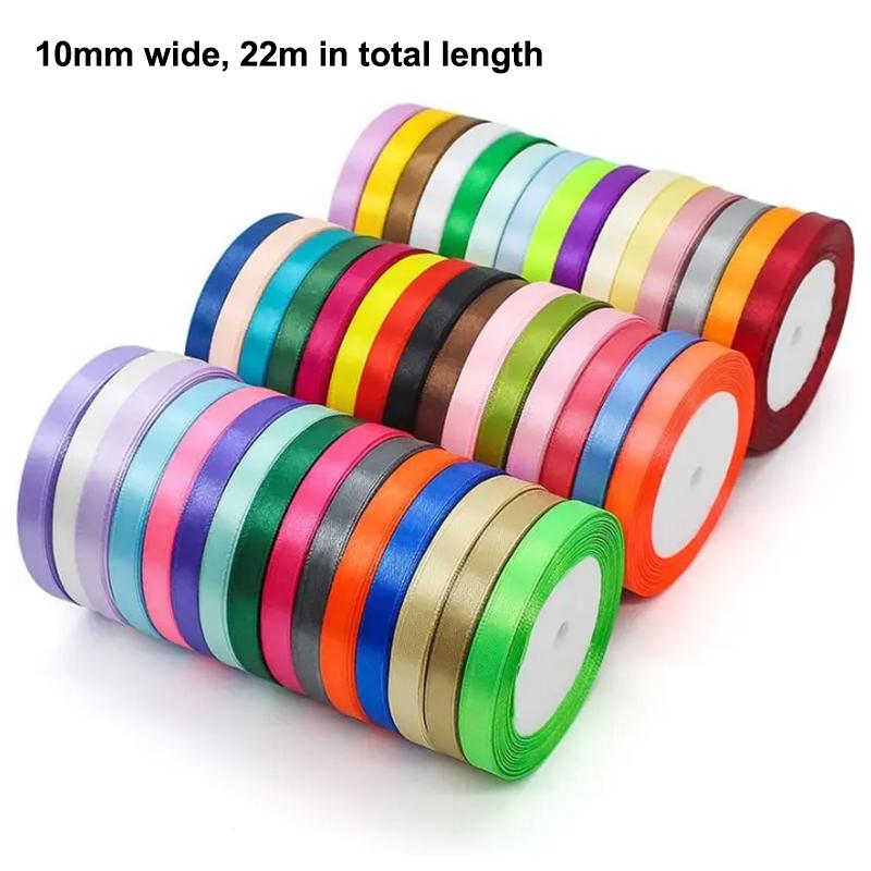 22 Meters/Roll 10 Mm Silk Satin Ribbons Christmas Halloween Birthday Party Gift Wrapping Ribbons Diy Handmade Crafts Material