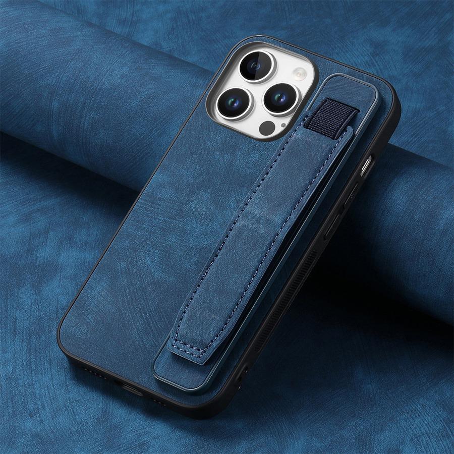 Anti-Drop Phone Case with Adjustable Stand & Strap for iPhone Samsung Xiaomi Google Premium Smooth Leather Anti-Fingerprint Case Cover