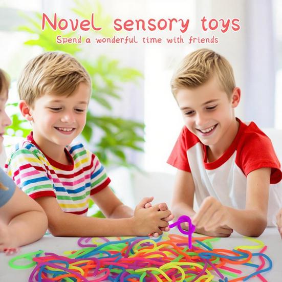 50/100Pcs Colorful Elastic Rope Sensory Toy Kids Adults Stress Anxiety Relief