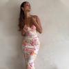 New Fashion Sleeveless Printed Sexy Backless Suspender Dress Slim Fit Elegant Bodycon Summer Party Long Dress Female Streetwear Casual Clothing