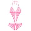 Lingerie Sexy en dentelle pour femmes, sous-vêtements une pièce à lacets, décolleté en V profond, dos ouvert