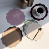 Yousheng Round Wavy Flower Placemat, Waterproof Oil-Proof Placemat, Artificial Leather Heat Insulation Table Mat Coaster for Dining Table