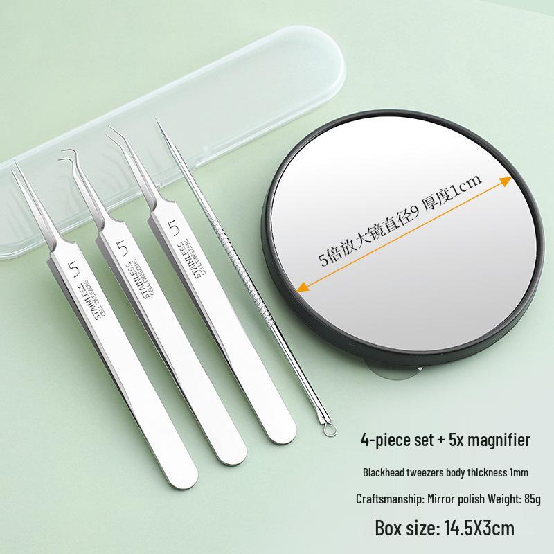 Stainless Steel Blackhead Remover Tool Set: Clips and Needles for Acne and Pimple Care