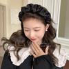 Women's Wide-Brimmed Pleated Frilly Headband for Face Washing, Celebrity Style, Cloud-Scrunchie Design