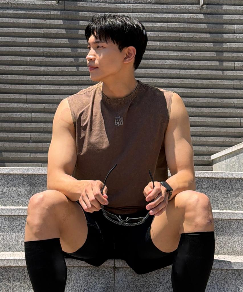 RRIG Uni Salt-Washed Pigment Sorona Sleeveless T-Shirt_Br R1Ts3103