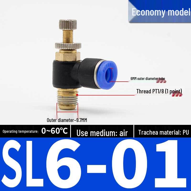 Connettori Pneumatici a Innesto Rapido: Raccordi per Tubi dell'Aria e Valvola a Farfalla con Controllo di Velocità SL4/6/8 per Cilindri