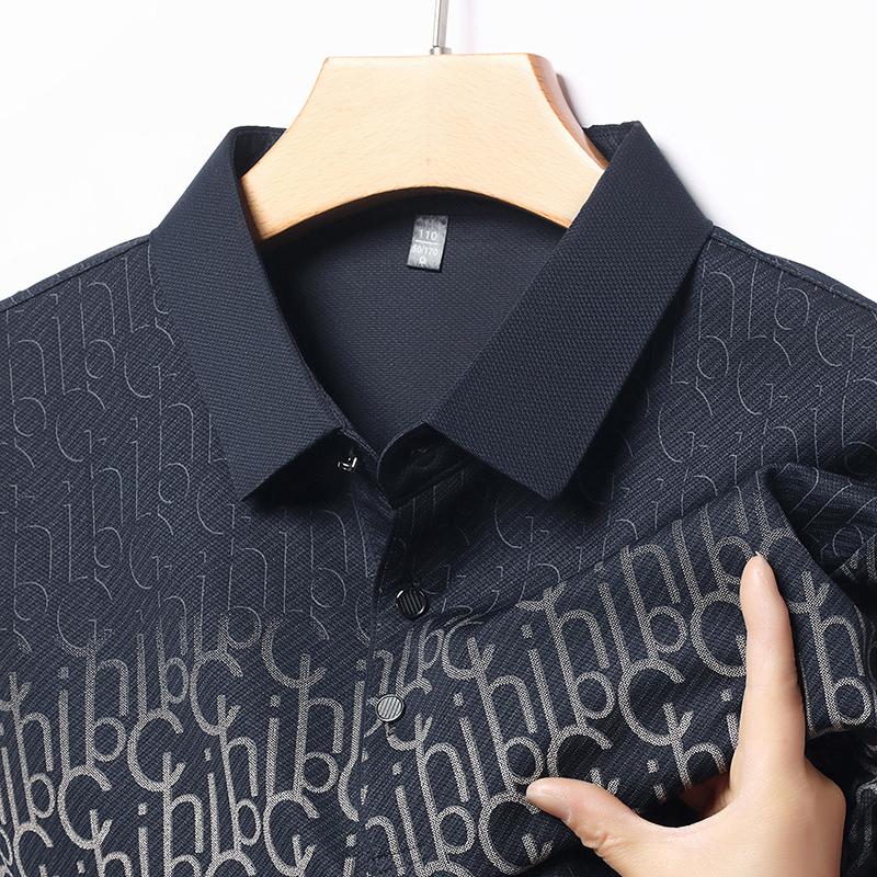 Summer New Men's Short Sleeved T-shirt with Collar Polo Middle Aged Dad's Casual Versatile T-shirt Top T