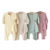 Autumn Ribbed Button-Up Romper for Newborns - Boys & Girls